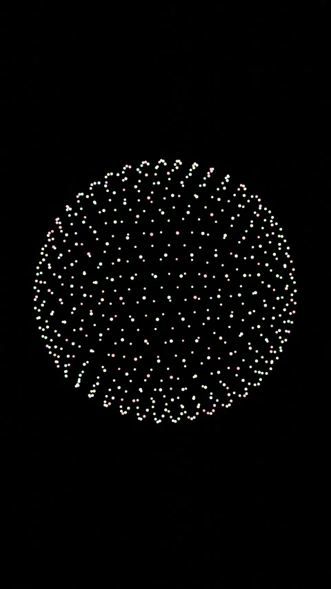 Glowing Color Particle Sphere Glowing and Rotating in Dark Space Seamless Loop. Vidéo 346249625