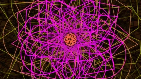 Glowing colorful abstract geometry pattern visualization on dark digital ba.. Stock Footage 342115058
