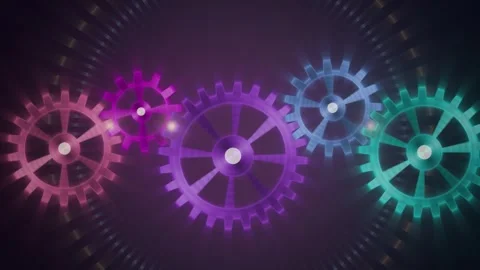 Glowing Colorful Clockwork Gears Rotating Loop Stock Footage 346903573