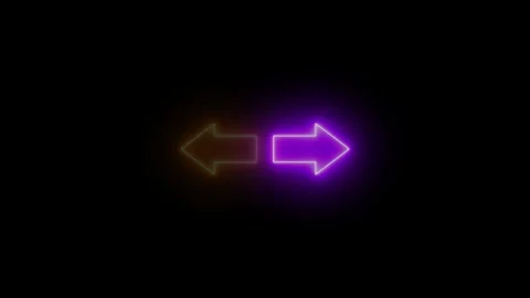 Glowing colorful indicating arrow blinking animation. Neon arrow icon left .. Stock Footage 309105016