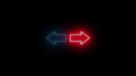 Glowing colorful indicating arrow blinking animation. Neon arrow icon left .. Stock Footage 309105036