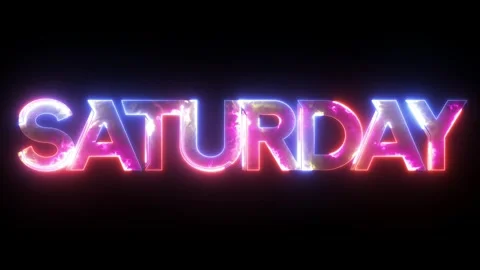 Glowing colorful light neon text day of Saturday. Abstract glowing Saturday.. Stock Footage 293553050
