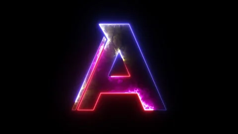 Glowing colorful light neon text capital alphabet A. Abstract glowing lette.. Stock Footage 293553053