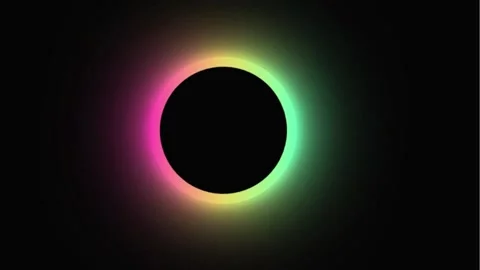 Glowing colorful neon ring gradient on black background, abstract circular .. Stock Footage 342024032