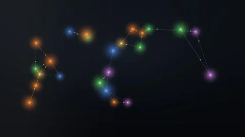Glowing colorful nodes form a digital constellation Stock Footage 340333706