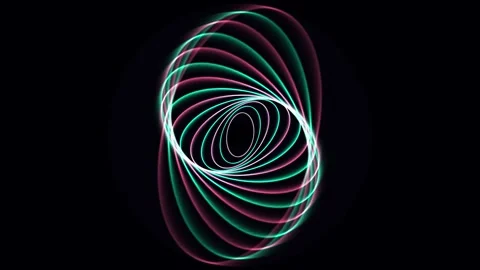 Glowing Colorful Orbital Rings Rotating on Black Background 4K Vídeo Stock 337331925