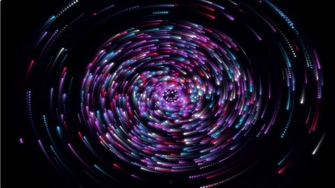 Glowing colorful particle vortex spinning in spiral motion on dark backgrou.. Stock Footage 342723467