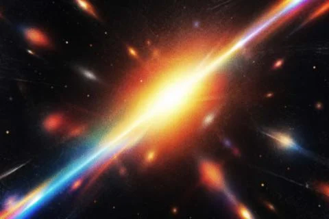 Glowing colorful rays galaxy center universe 库存插图