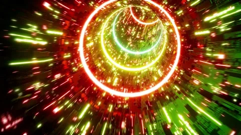 Glowing colorful Technology Tunnel Loop Stock Footage 202245382