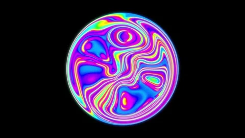 Glowing colorful twisted wave pattern ball seamless loop on black screen Stock Footage 240323471