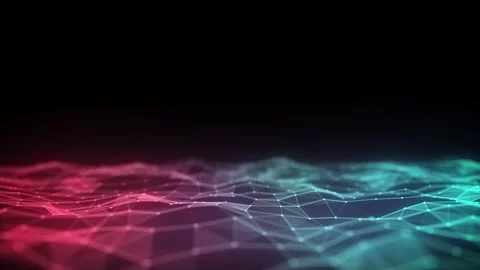 Glowing colorful wave with motion dots and lines. Abstract digital background. 스톡 동영상 243191376