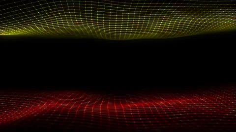 Glowing colors double wave with motion dots and lines. Video stock 247551437