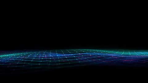 Glowing colors double wave with motion dots and lines. 스톡 동영상 247551709