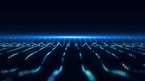 Glowing colors wave with motion dots. Abstract digital background. Video stock 254344669