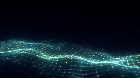 Glowing colors wave with motion dots and lines. Abstract digital background. Stock Footage 272593834