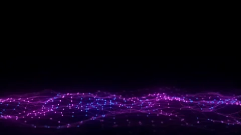 Glowing colors wave with motion dots and lines. Abstract digital background. Stock Footage 318588567