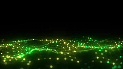 Glowing colors wave with motion dots and lines. Abstract digital background. Stock Footage 318588665