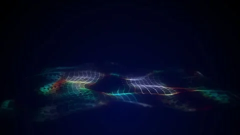 Glowing colors wave with motion dots and top view. Abstract background. Stock-Footage 318590310