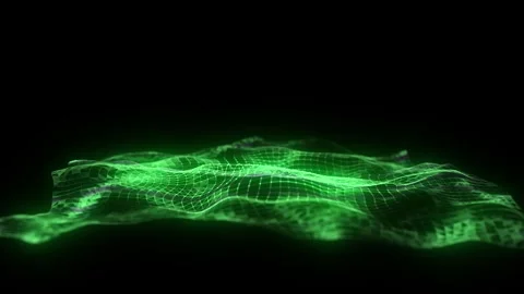 Glowing colors wave with motion dots and top view. Abstract background. Stock-Footage 318590342