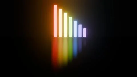 Glowing columns rising in rows in rainbow colors Stock Illustration
