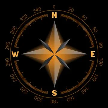 Glowing compass dial Stock Illustration