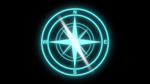 Glowing Compass Navigation Tool with Alpha Matte Stock Footage 335618212