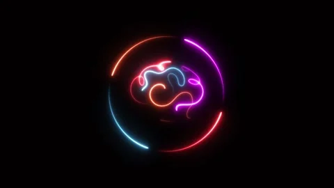 Glowing complicated circuit brain icon animation isolated on black background Stock-Footage 321608274