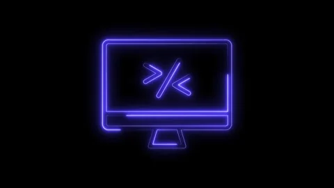 Glowing computer display symbolizing programming with neon style animation .. Stock Footage 316842830
