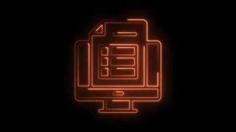 Glowing computer screen displaying an online form in orange neon style 스톡 동영상 322976460