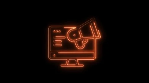 Glowing computer screen with megaphone neon style animation for marketing a.. Stock Footage 316840525