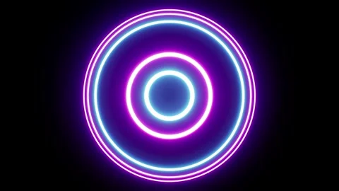 Glowing Concentric Circle Neon Lights Overlay Loop Stock Footage 265246528