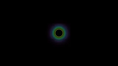 A glowing concentric circle pattern isolated on a deep black background Video stock 335117410
