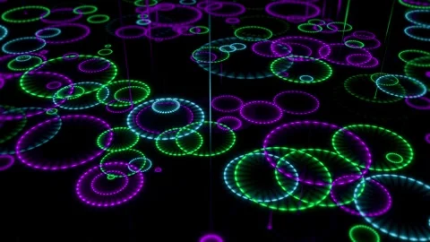 Glowing Concentric Circles on Dark Background Loop Animated Stock Footage 314896559