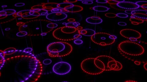 Glowing Concentric Circles on Dark Background Loop Animated Stock Footage 314896576