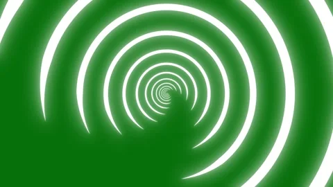 Glowing Concentric Neon Rings with Hypnotic Geometric Motion on Green Screen Stock Footage 345840610