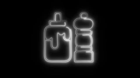 Glowing Condiments Icon in HD Video Neon Animation Stock Footage 304554786