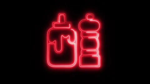 Glowing Condiments Icon in HD Video Neon Animation 스톡 동영상 304554798