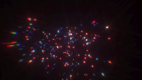 Glowing Confetti Particles with Light Streaks on Black Background Stock Footage 345095732
