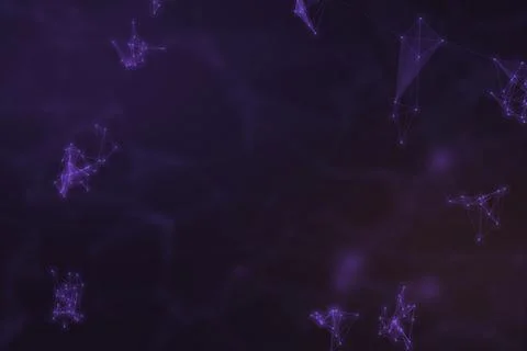 Glowing connected nodes and delicate geometric constellations float across .. Stock Illustration