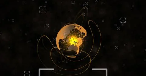 Glowing connections on digital globe representing global communication network Stock Illustration