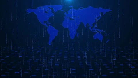 Glowing Connections in Global World Map, Digital Technology World Map Animation Stock Footage 338378441