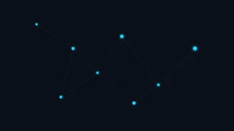 Glowing constellation pattern of interconnected blue light nodes in space Stock Footage 338309601