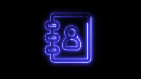 Glowing Contact Book Icon in HD Video Neon Animation Stock Footage 304555482