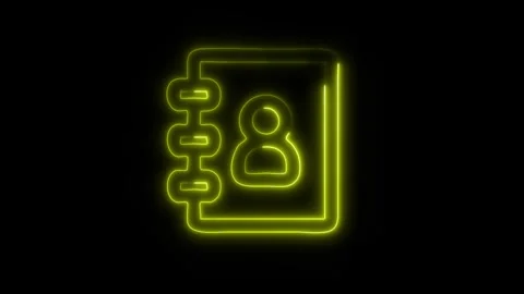 Glowing Contact Book Icon in HD Video Neon Animation Stock Footage 304555483