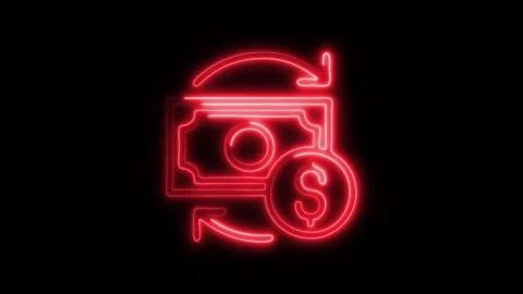 Glowing Conversion Rate Icon and Symbol in HD Video Neon Stock Footage 304557824