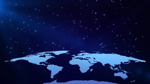 Glowing Cool World Shining under the Stars Looping Video Background. Stock Footage 97479468