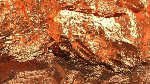 Glowing Copper Metal Abstract Texture Background 3d render. Stock Photos