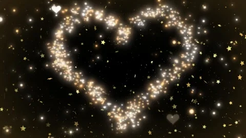 Glowing cosmic heart shape with sparkling stars for romantic love and Vídeo Stock 347114875