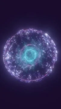 Glowing cosmic particle sphere with bright nebula core, star clusters, and .. Stock Illustration