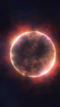 Glowing cosmic ring surrounded by fiery energy, resembling a solar eclipse .. Illustrazione stock